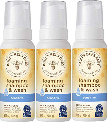 Burts Bees Baby Foaming Shampoo  Wash for Sensitive Skin Fragrance Free Baby Wash  84 Ounces  Pack of 3