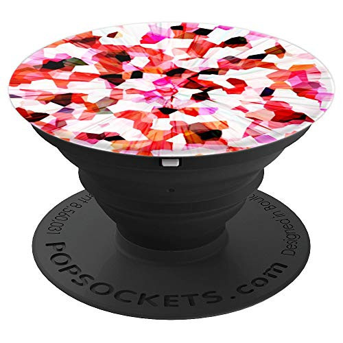 Geometric Pattern Pop Socket with RedPinkBlack Squares PopSockets Grip and Stand for Phones and Tablets