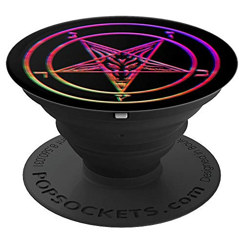 Aesthetic Vaporwave Satanic Pentagram Retro Glitch effect PopSockets Grip and Stand for Phones and Tablets