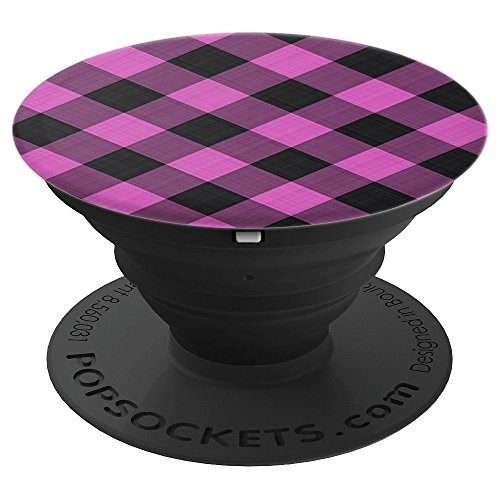 Purple Plaid PopSocket Buffalo Gingham Purple Gray and Black PopSockets Grip and Stand for Phones and Tablets