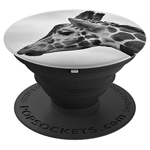 Giraffe Photograph Black and White Animal Wildlife Photo PopSockets Grip and Stand for Phones and Tablets