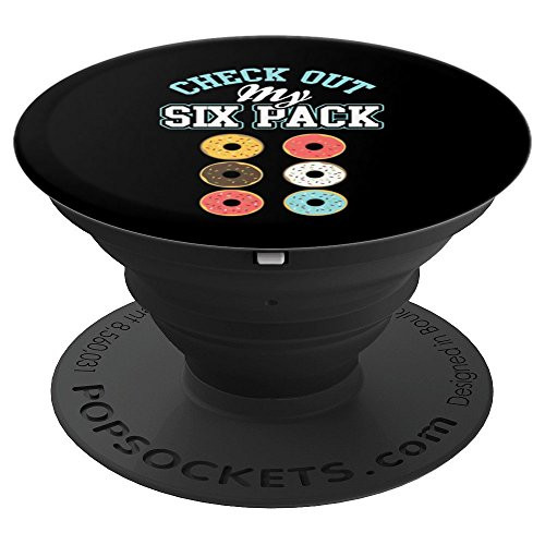 Funny Check Out My Six Pack Donut Lover Fitness PopSockets Grip and Stand for Phones and Tablets