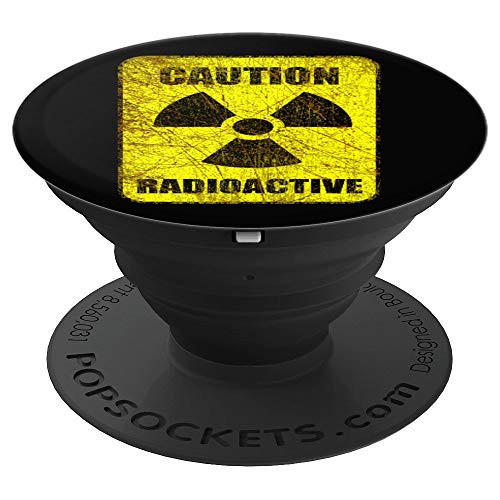 Caution Radioactive Radiation Hazard Nuclear Sign Black Grip PopSockets Grip and Stand for Phones and Tablets