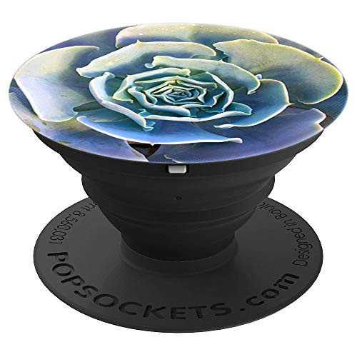 Mint green periwinkle blue  purple cactus closeup photo PopSockets Grip and Stand for Phones and Tablets