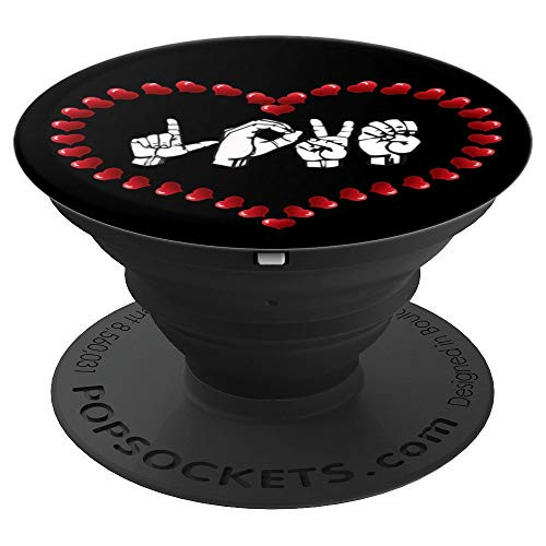 Love ASL American Sign Language graphic Gift for Valentines PopSockets Grip and Stand for Phones and Tablets