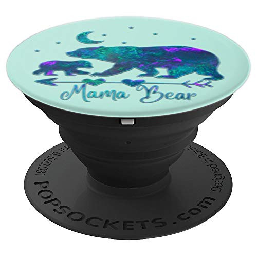 Teal Blue Purple Mama bear and one cub On Mint Green PopSockets Grip and Stand for Phones and Tablets Teal Blue Purple Mama bear and one cub On Mint Green PopSockets Grip and Stand for Phones and Tablets