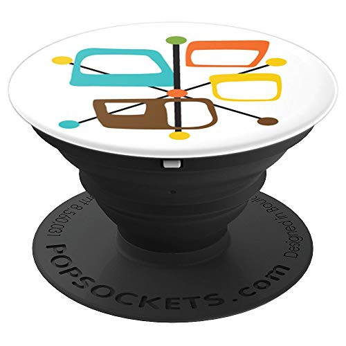 Mid Century Modern Retro Geometric Star with Shapes PopSockets Grip and Stand for Phones and Tablets
