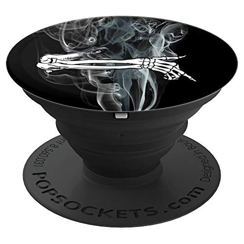 Middle Finger Skeleton in Smoke in Black Cool Graphic Art PopSockets Grip and Stand for Phones and Tablets