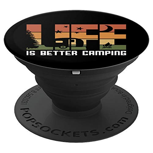 Vintage Camping Life Camper Summer Camp Adventure Nature PopSockets Grip and Stand for Phones and Tablets