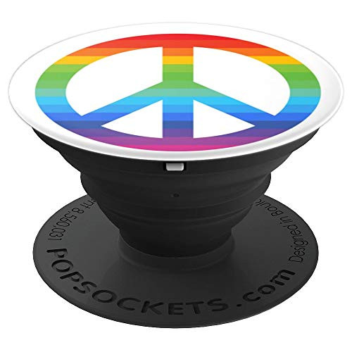 Rainbow Peace Sign Symbol love hippie anti war pop socket PopSockets Grip and Stand for Phones and Tablets