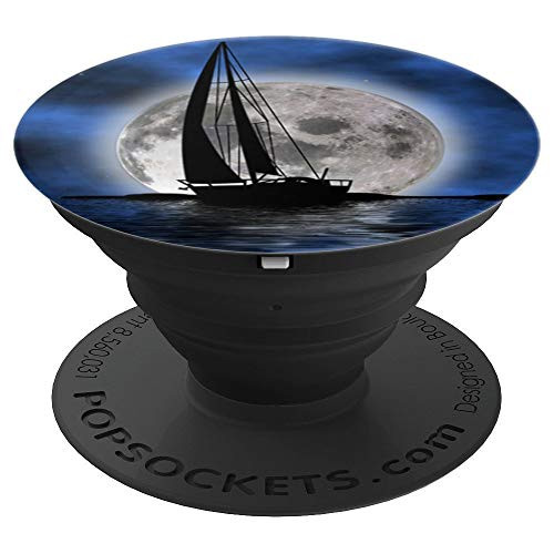 NIght Moon Ship Sailboat Sea Parus Sail Ocean Yacht Rest PopSockets Grip and Stand for Phones and Tablets