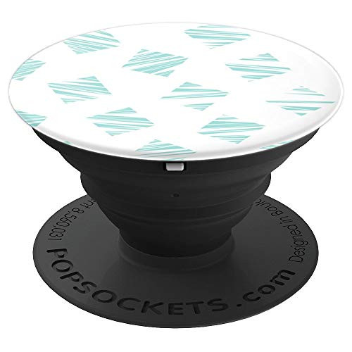 Fun Zigzag Stripes In Mint Green Square Pattern On White PopSockets Grip and Stand for Phones and Tablets