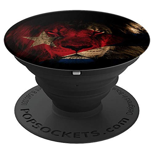 Cuba Flag and African Lion Picture  Cuban Pride PopSockets Grip and Stand for Phones and Tablets