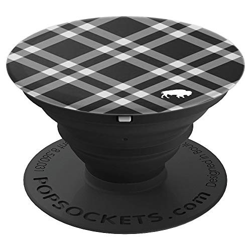 Buffalo Check Pattern Black Gray Plaid PopSockets Grip and Stand for Phones and Tablets