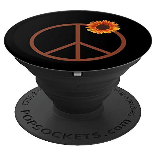 Peace Sign with Sunflower Boho Hippie Style PopSockets Grip and Stand for Phones and Tablets