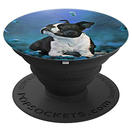 Cute Boston Terrier Dog Photo Design On Blue PopSockets Grip and Stand for Phones and Tablets Cute Boston Terrier Dog Photo Design On Blue PopSockets Grip and Stand for Phones and Tablets