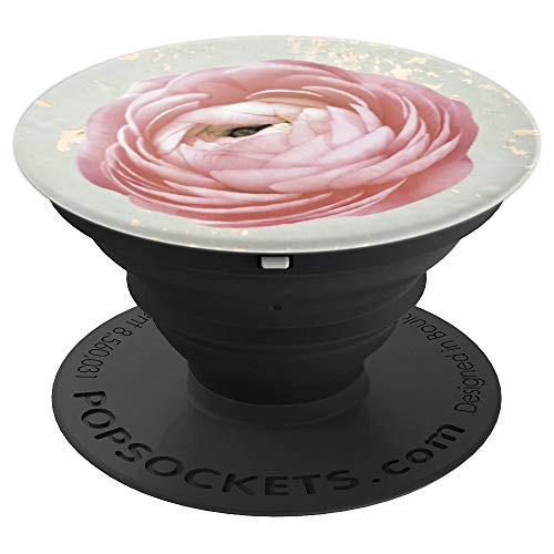 Pressed Flower Floral Pink Mum Photo PopSockets Grip and Stand for Phones and Tablets