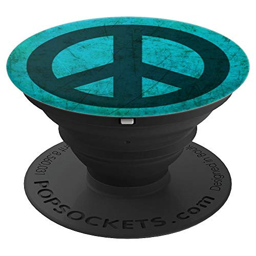 Turquoise Peace Sign Symbol PopSockets Grip and Stand for Phones and Tablets