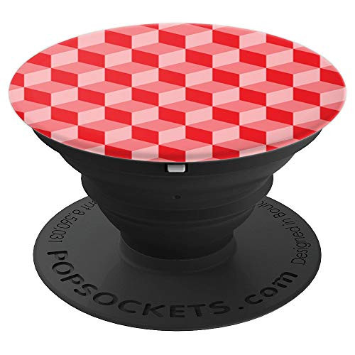 Red Geometric Square Pattern PopSockets Grip and Stand for Phones and Tablets