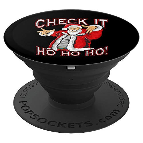 Check It Ho Ho Ho Hip Hop Art Rapping Santa Claus Christmas PopSockets Grip and Stand for Phones and Tablets