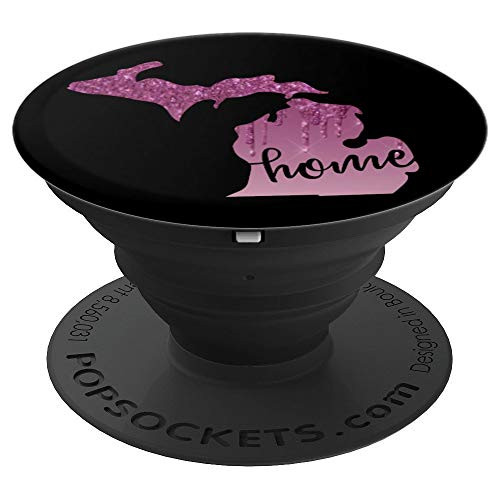 Michigan Home State Map Rose Color Paint Drip Gift PopSockets Grip and Stand for Phones and Tablets