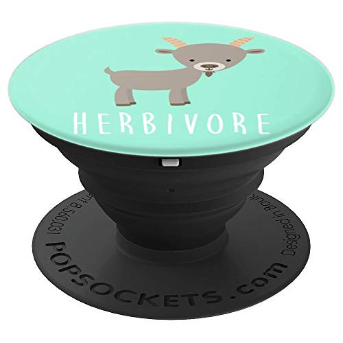 Seafoam Green Vegan PopSocket with Herbivore and Cute Goat PopSockets Grip and Stand for Phones and Tablets