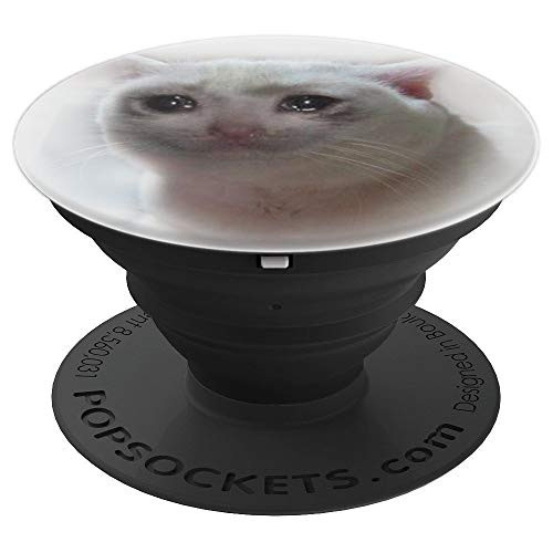 Sad Crying Cat Internet Meme Funny Animal Picture Sad Life PopSockets Grip and Stand for Phones and Tablets