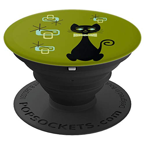 Vintage Mid Century Modern Atomic Age Cat PopSockets Grip and Stand for Phones and Tablets