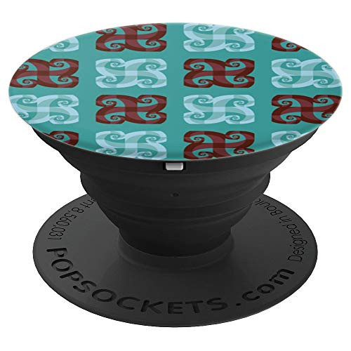 Curly Spiral Check Pattern Teal with Maroon PopSockets Grip and Stand for Phones and Tablets