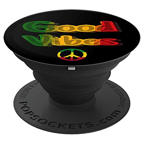 Good Vibes Peace Sign Jamaican Rasta Style PopSockets Grip and Stand for Phones and Tablets