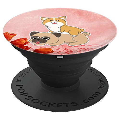 Corgi Pug Flower Rose PhoneGrip Cute Christmas Gift Idea PopSockets Grip and Stand for Phones and Tablets