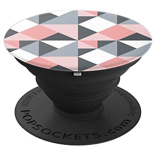 Abstract Geometric Pink Gray Squares PopSockets Grip and Stand for Phones and Tablets
