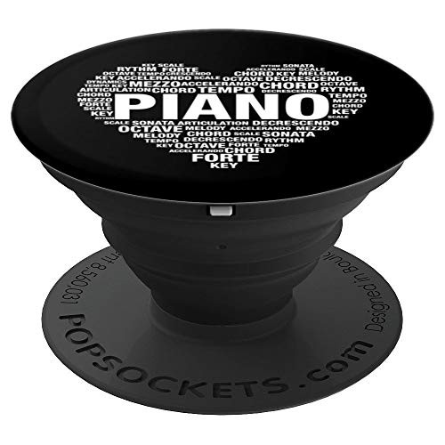 Heart Love Keyboard Synthesizer Player Pianist Piano Gift PopSockets Grip and Stand for Phones and Tablets