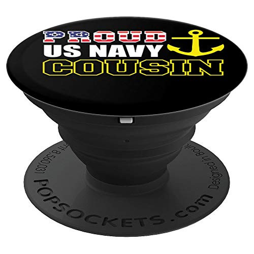 Proud US Navy Cousin Navy Family PopSockets Grip and Stand for Phones and Tablets