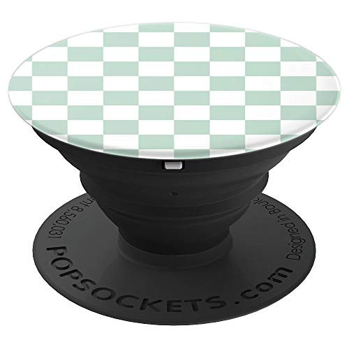Checkered Green and White  Check Pattern  Checkerboard PopSockets Grip and Stand for Phones and Tablets