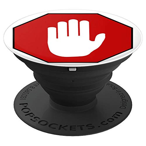 Red Stop Sign Hand Caution Safety Traffic Symbol PopSockets Grip and Stand for Phones and Tablets