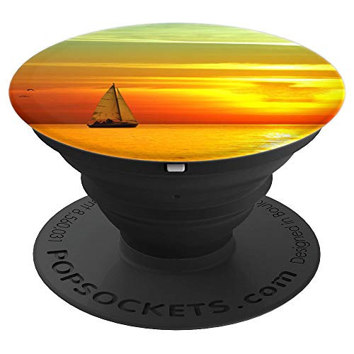 Ship Sailboat Sea Sail Ocean Yacht Sunset Sunrise Sundown PopSockets Grip and Stand for Phones and Tablets