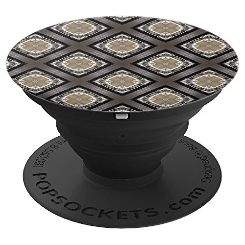 Kaleidoscope Pattern Mandala Burst Square Brown Black Tan PopSockets Grip and Stand for Phones and Tablets