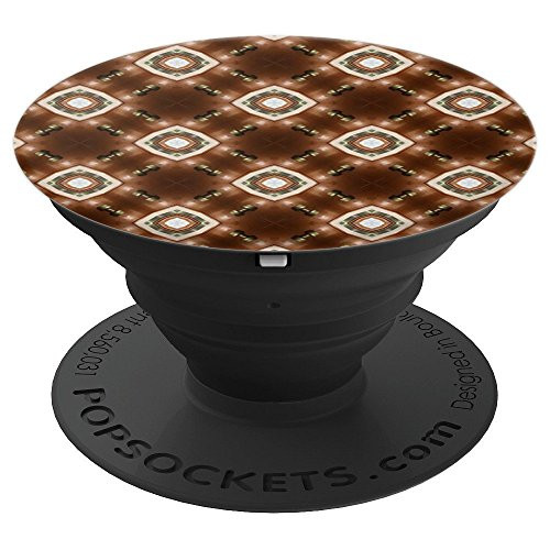 Kaleidoscope Pattern Mandala Burst Caramel Brown Square PopSockets Grip and Stand for Phones and Tablets