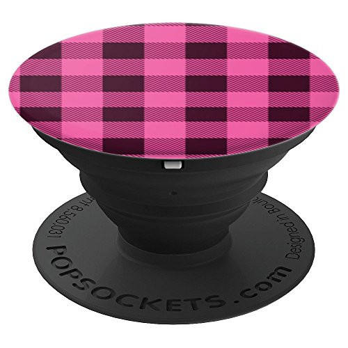 Buffalo Check Plaid Pink Pattern PopSockets Grip and Stand for Phones and Tablets