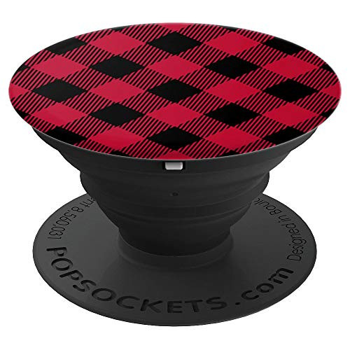 Buffalo Plaid in Red and Black Check Tartan Pattern PopSockets Grip and Stand for Phones and Tablets