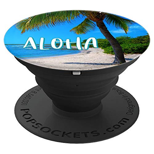 Aloha Quote Hawaii Turquoise Water  Sandy Beach Photo PopSockets Grip and Stand for Phones and Tablets