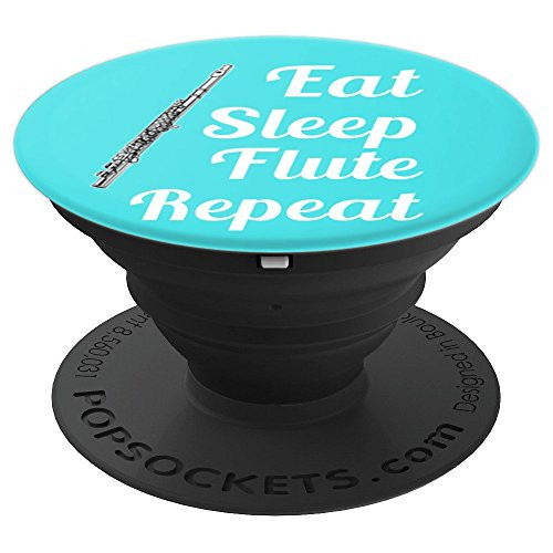 Flute Player Gift  Eat Sleep Flute Repeat  Aqua PopSockets Grip and Stand for Phones and Tablets
