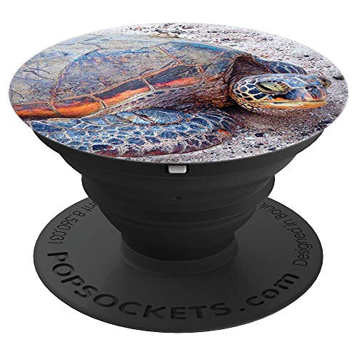 Honu Sea Turtle on Sandy Hawaii Beach Photo PopSockets Grip and Stand for Phones and Tablets