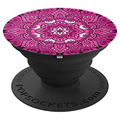 Pink Round Mandala PopSockets Grip and Stand for Phones and Tablets