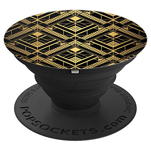 Thick Heavy Black Golden Vintage Art Deco Geometric Square PopSockets Grip and Stand for Phones and Tablets Thick Heavy Black Golden Vintage Art Deco Geometric Square PopSockets Grip and Stand for Phones and Tablets