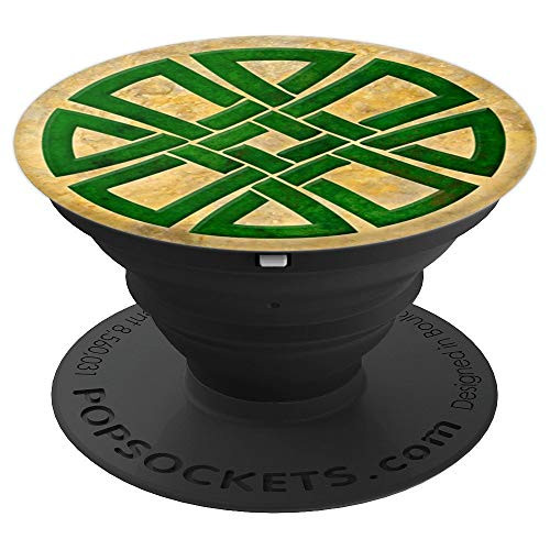 Round Celtic Knot Vintage Irish Green Retro Ireland Celt PopSockets Grip and Stand for Phones and Tablets