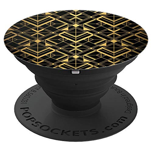 Thick Black and Golden Vintage Art Deco Geometric Square PopSockets Grip and Stand for Phones and Tablets Thick Black and Golden Vintage Art Deco Geometric Square PopSockets Grip and Stand for Phones and Tablets