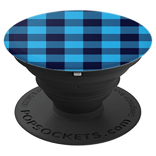 Buffalo Check Plaid Blue Pattern PopSockets Grip and Stand for Phones and Tablets