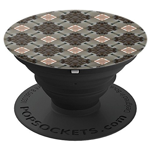 Kaleidoscope Pattern Mandala Square Olive Green Carmel PopSockets Grip and Stand for Phones and Tablets